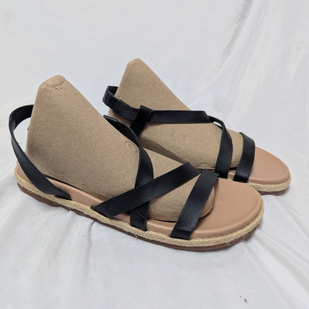 Lucky Brand Darli Strappy Black Leather Comfort Sandals Size 8